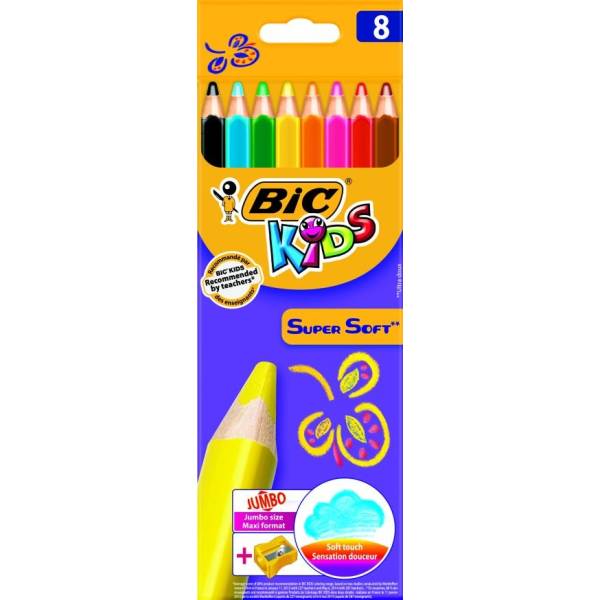 Bic Ξυλομπογιές Kids Super Soft - Ξύστρα-8Τμχ (8959211)