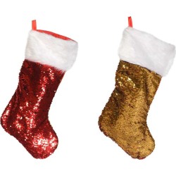 Χριστουγεννιάτικη Διακοσμητική Κάλτσα, με Πούλιες 50cm 4771