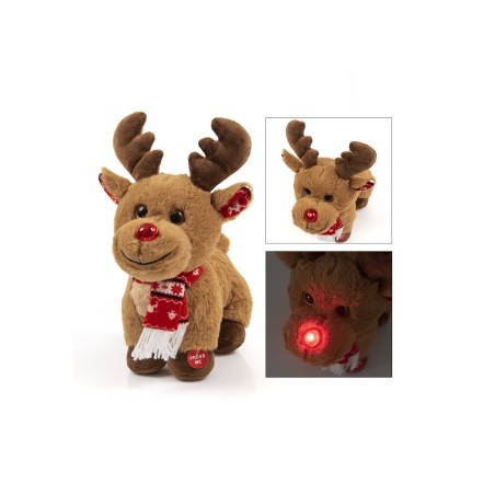 Χριστουγεννιάτικο Ελαφάκι με Φωτεινή Μυτούλα και Μουσική 30εκ.8185