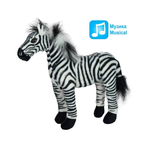 AMEK TOYS HORSE ZEBRA 30CM με ΗΧΟ 040835-4
