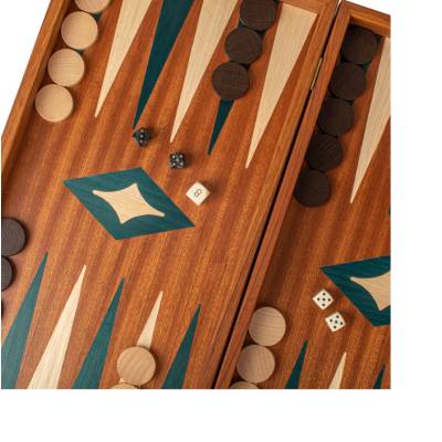 Τάβλι Χειροποίητο Μαρκετερι Μαόνι με Πράσινες Γλώσσες 48x26cm