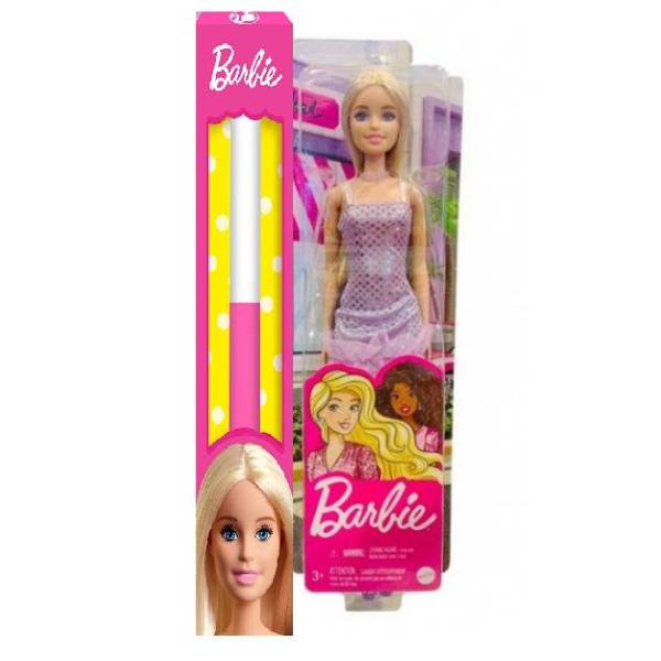 Παιχνιδολαμπάδα barbie glitz outfits brown hair with purple dress κουκλα για 3+ ετων 30εκ.HJR93