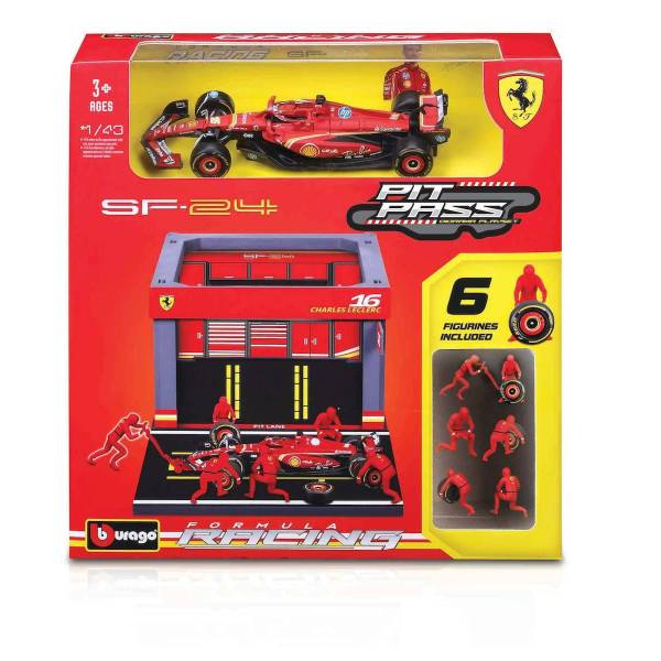 Bburago 1/43 F1 Pit Pass - Ferrari Charles Leclerc