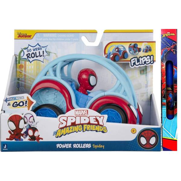 Παιχνιδολαμπάδα Spidey - Όχημα Power Rollers 15cm με φιγούρα SNF0163