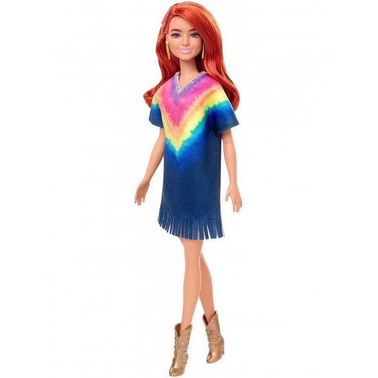 Mattel Barbie Fashionistas Κούκλα Num 141 Με Μακριά Κόκκινα Μαλλιά Χρυσές Μπότες FBR37 GHW55