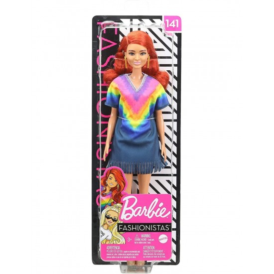 Mattel Barbie Fashionistas Κούκλα Num 141 Με Μακριά Κόκκινα Μαλλιά Χρυσές Μπότες FBR37 GHW55