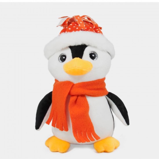 AMEK TOYS Πιγκουίνος με καπέλο και κασκόλ - Πορτοκαλί-ΜΠΛΕ 23cm