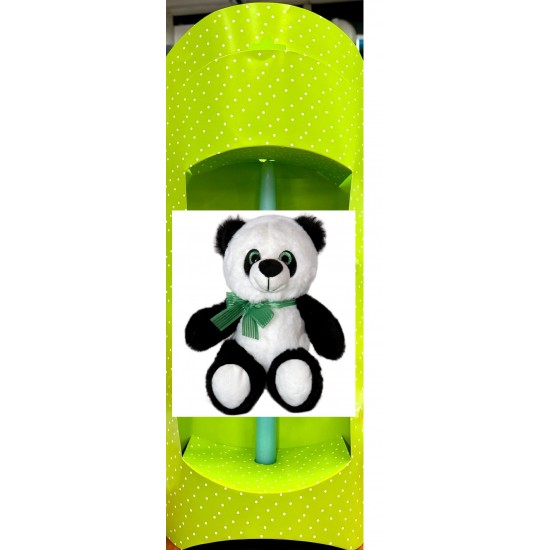 ΠΑΙΧΝΙΔΟΛΑΜΠΑΔΑ AMEK TOYS Panda με πράσινη κορδέλα 18cm