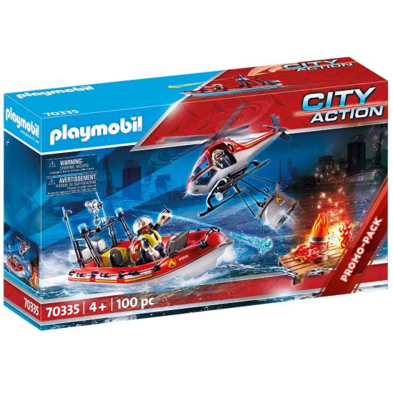 Playmobil Σετ  City Life Πυροσβεστικό Σκάφος Και Ελικόπτερο 10466