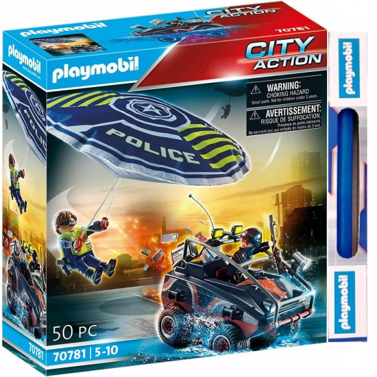 Παιχνιδολαμπάδα Playmobil City Action Καταδίωξη Αμφίβιου Οχήματος από Αστυνομικό Αλεξίπτωτο για 5-10 ετών