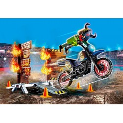 Playmobil Stunt Show Μηχανή Motocross Με Φλεγόμενο Τοίχο 70553