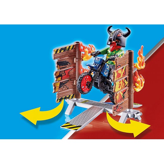 Playmobil Stunt Show Μηχανή Motocross Με Φλεγόμενο Τοίχο 70553