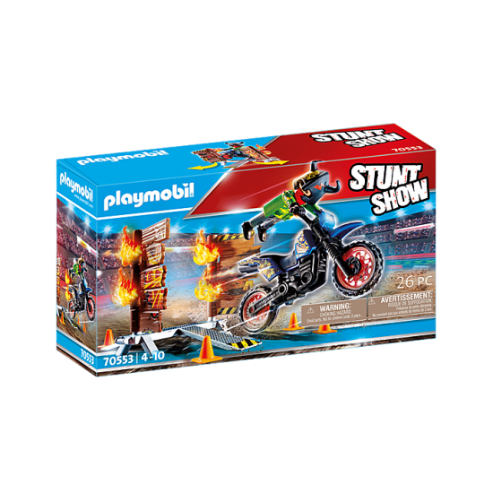 Playmobil Stunt Show Μηχανή Motocross Με Φλεγόμενο Τοίχο 70553