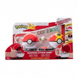 Jazwares Pokemon Game Pokemon Surprise Attack Game Rowlet With Repeat Ball Vs. Rockr