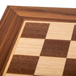 Σκακίερα Manopoulos ξύλινη μαρκετερι καρυδία-δρύς 40*40cm