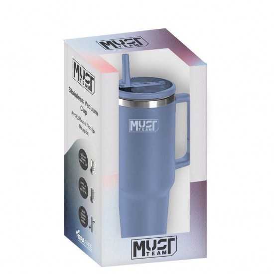 MUST Ποτήρι Ανοξείδωτο Θερμός 1.200ml Με Καλαμάκι 14,6x27Εκ Μπλε Must Team MUST Ποτήρι Ανοξείδωτο Θερμός 1.200ml Με Καλαμάκι 14,6x27Εκ Μπλε Must Team