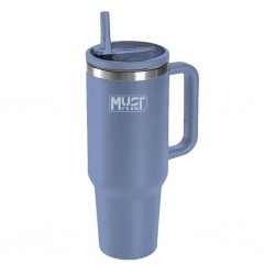 MUST Ποτήρι Ανοξείδωτο Θερμός 1.200ml Με Καλαμάκι 14,6x27Εκ Μπλε Must Team 