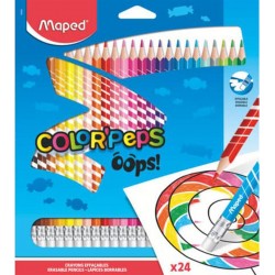 Ξυλομπογιές Maped Color' Peps Oops με γόμα 24 χρωμάτων --832824