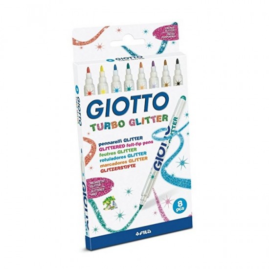 Giotto Μαρκαδόροι Ζωγραφικής Turbo Glitter 8 Τεμ